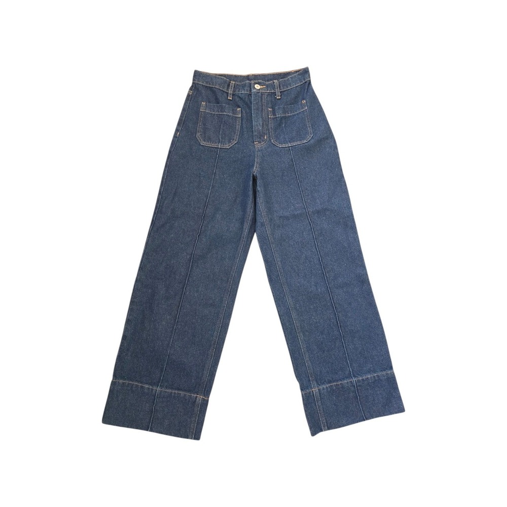 Entro NWT Dark Blue Denim Pockets Wide leg No stretch Minimalist Preppy Jeans S